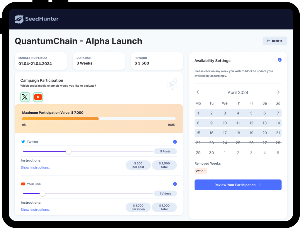 Influencer Screen 4 - Fair Pricing based on KPIs and Project Match